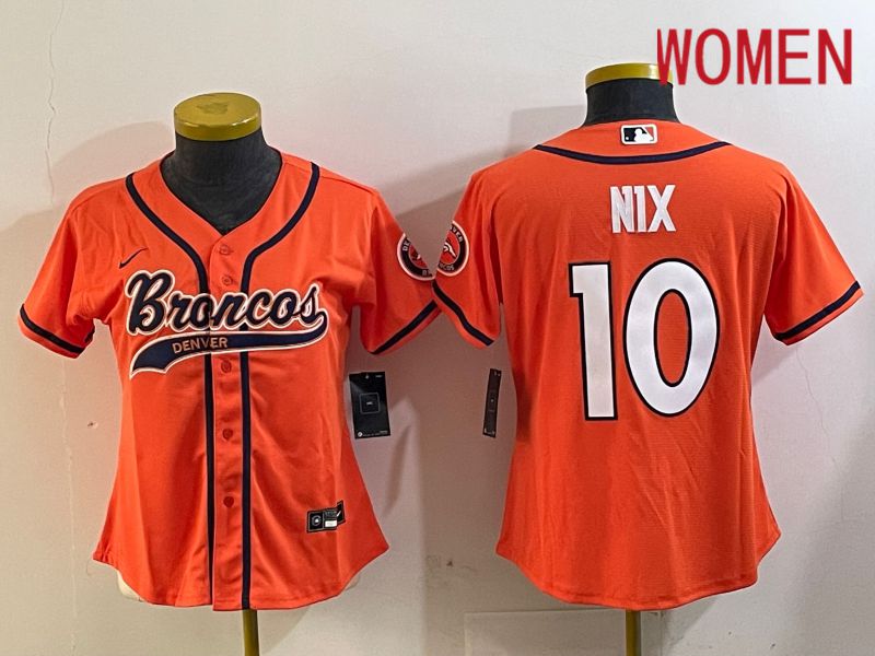 Women Denver Broncos #10 Nix Orange Joint Name 2024 Nike Limited NFL Jersey style 1